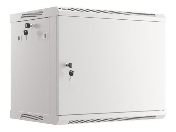 LANBERG RACKOVÁ SKŘÍŇ 19" PRO MONTÁŽ NA STĚNU 9U/600X450 PRO VLASTNÍ MONTÁŽ S KOVOVÝMI DVEŘMI ŠEDÁ  (PLOCHÉ BALENÍ)