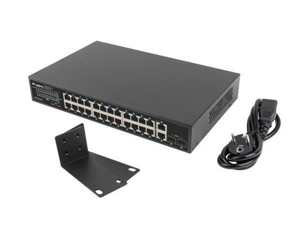 LANBERG SWITCH  24X 1GB POE+/2X GB 2X SFP RACK 19" GIGABITOVÝ ETHERNET 360W