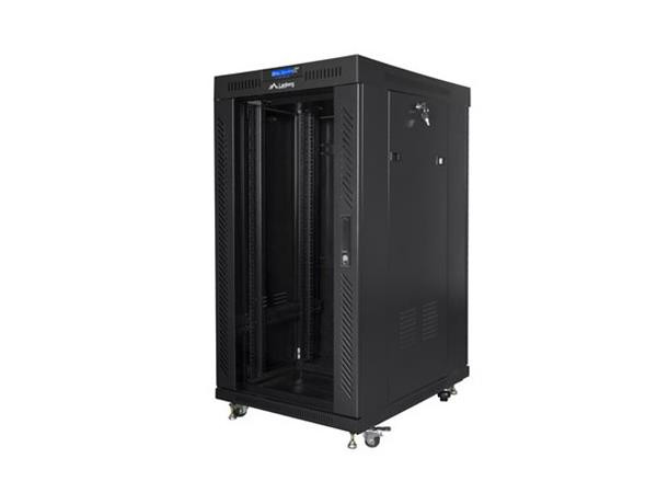 LANBERG 19" VOLNĚ STOJÍCÍ RACKOVÁ SKŘÍŇ 22U/600X800 (v rozloženém stavu) S PROSKLENÝMI DVEŘMI LCD ČERNÁ  V2