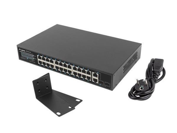 LANBERG SWITCH  24X 100MB POE+/2X COMBO RACK 19" GIGABITOVÝ ETHERNET 250W