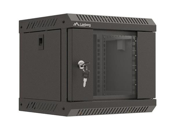 LANBERG RACKOVÁ SKŘÍŇ 10" NÁSTĚNNÁ 4U/300X300 (v rozloženém stavu) S PROSKLENÝMI DVEŘMI ČERNÁ 