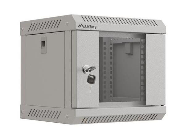 LANBERG RACKOVÁ SKŘÍŇ 10" NÁSTĚNNÁ 4U/300X300 (v rozloženém stavu) S PROSKLENÝMI DVEŘMI ŠEDÁ 