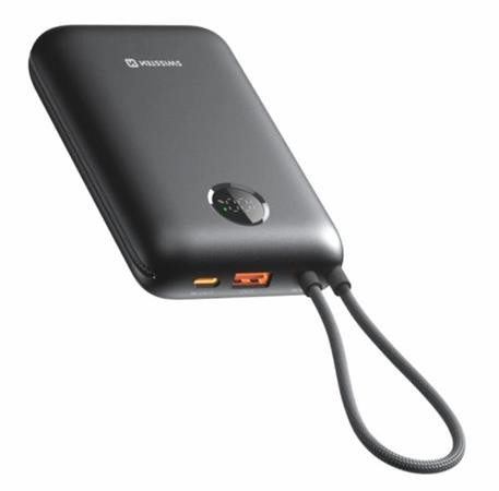 SWISSTEN POWER BANK VOLTBOX 35W 20000 mAh S INTEGROVANÝMI KABELY  USB-C A LIGHTNING ČERNÁ