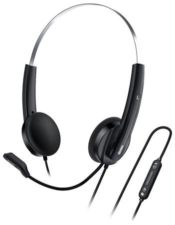 Genius HS-220U AI, Headset, náhlavní, drátový, s mikrofonem, ovládání hlasitosti,Copilot, 1× USB-C, černo-stříbrná