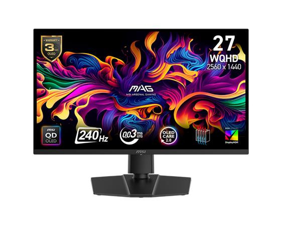 MSI MAG 271QP QD-OLED X24 gaming monitor 26,5" QD-OLED/2560x1440 (WQHD)/240Hz/0,03ms/2xHDMI/DP/Výšk.nast./Pivot