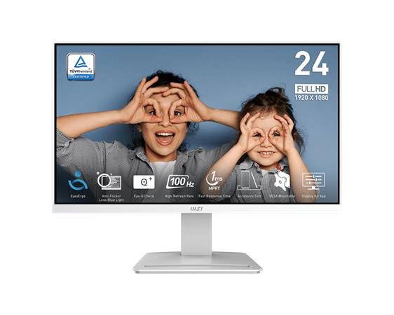MSI monitor PRO MP2412W, 23,8" VA/1920 x 1080 FHD/100Hz/1ms/HDMI/DP/bílá