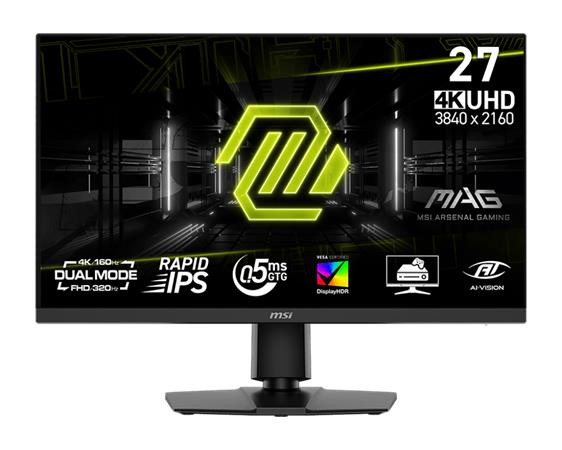 MSI Gaming monitor MAG 272URDF E16 27" Rapid IPS/UHD/160Hz/0,5ms/2xHDMI/DP/USB-A,B/Výsk.nast/Pivot/černá