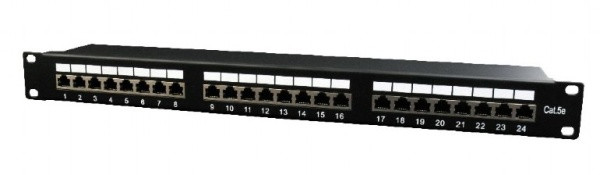 GEMBIRD 19'' patch panel, 24-portový, Cat.5e, stíněný, 1U