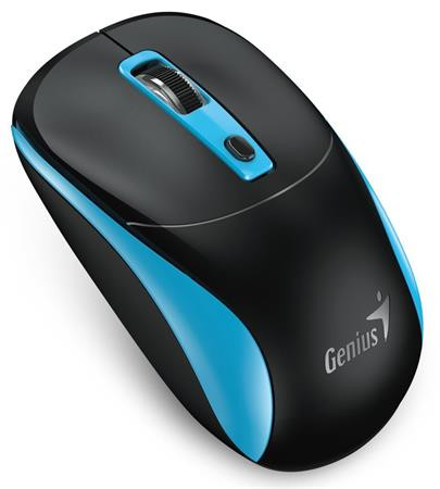 Genius NX-7123 Myš, bezdrátová, optická, 1200DPI, 4 tlačítka, Copilot, 2,4GHz, USB-A, 1× AA baterie, černo-modrá