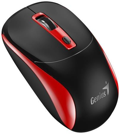 Genius NX-7123 Myš, bezdrátová, optická, 1200DPI, 4 tlačítka, Copilot, 2,4GHz, USB-A, 1× AA baterie, černo-červená