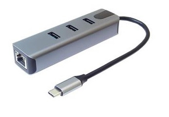 PremiumCord Adapter USB-C na Gigabit 10/100/1000Mbps + 3x USB3.2 konektor