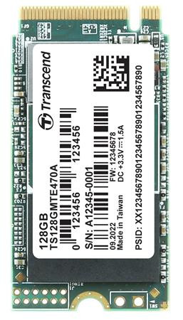TRANSCEND MTE470A 128GB Industrial SSD disk M.2, 2242 NVMe PCIe Gen3 x4, R:2000MB/s,W:1700MB/S