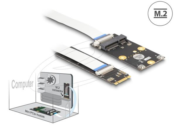 Delock Převodník M.2 Key B+M samec na 1 x Mini PCIe Slot half size / full size s flexibilním kabelem