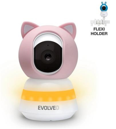 EVOLVEO Baby Monitor LUX- Chytrá 360° videochůvička s nočním viděním, detekcí pláče a pohybu, růžová 
