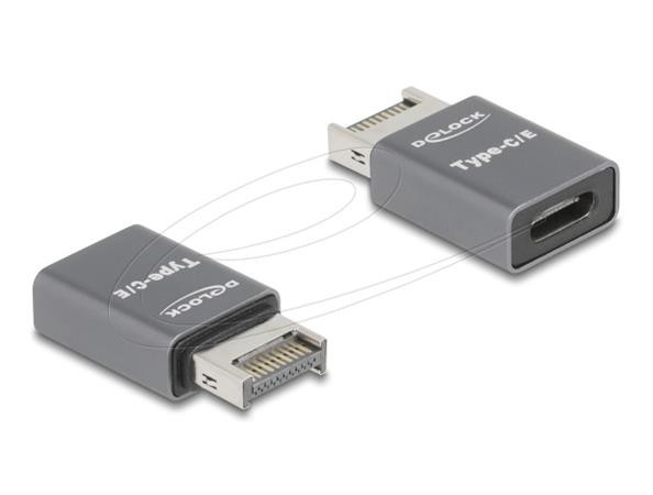 Delock Adaptér ze zástrčky USB 10 Gbps Type-E klíč A na zásuvku USB Type-C™, kovový