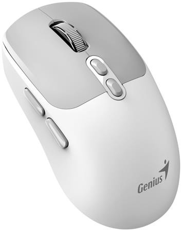 Genius NX-8080S BT Myš, bezdrátová, optická, 1600DPI, 7 tlačítek, tichá, Copilot, 2,4GHz, Bluetooth 5.3, bílo-šedá