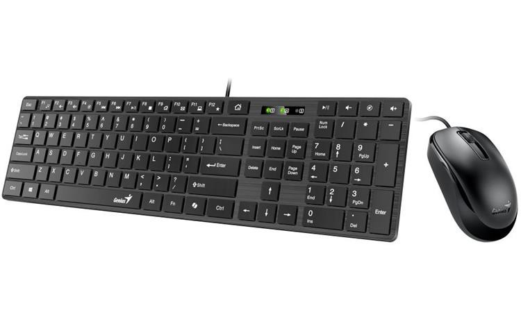 Genius SlimStar C126 Set klávesnice a myši, drátový, CZ+SK layout, USB, Copilot klávesa, černý