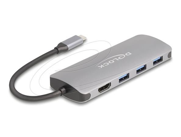 Delock 7portový USB 10 Gb/s rozbočovač a výstup 4K HDMI s připojením USB typu C a PD 3.0 90 Wattů