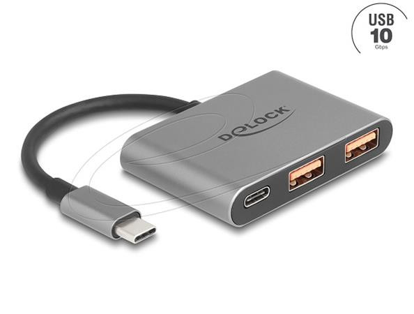 Delock 3portový USB hub 10 Gb/s s USB Type-C na 1 x USB Type-C + 2 x USB Type-A