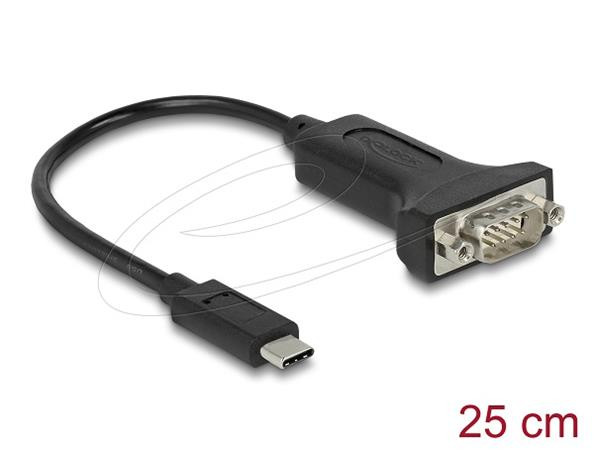 Delock Adaptér USB Type-C na 1 x Sériové RS-232 D-Sub 9 pin samec s maticemi 25 cm