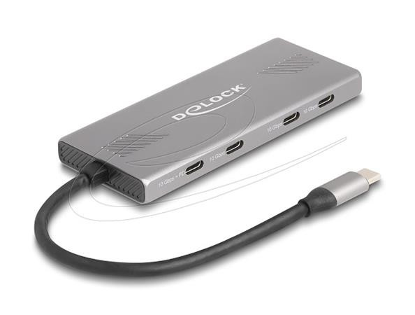 Delock 7portový USB Hub 10 Gb/s se 4 x USB Type-C samice a 3 x USB Type-A samice s PD 80 W