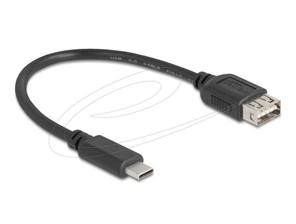 Delock USB 2.0 kabel USB Type-C samec na EASY USB Type-A samice 0,2 m, černý
