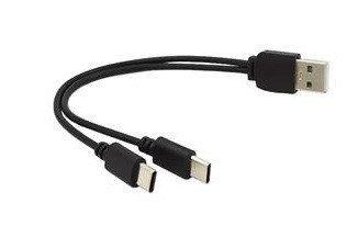 PremiumCord USB kabel A/Male to USB-C male (nabíjení) + USB-C male (nabíjení) 30cm