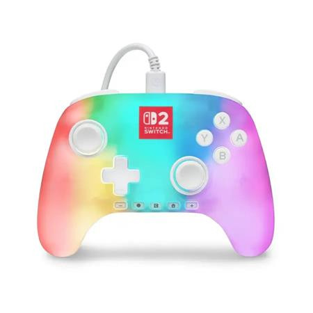 PowerA Kabelový ovladač pro Nintendo Switch 2 - svítící, bílý