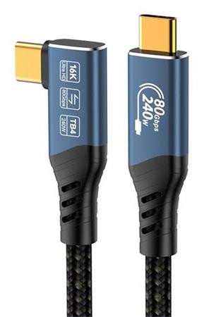 PremiumCord USB4™ Version2.0 80Gbps 16K@60Hz 240W Thunderbolt 3 a 4 kabel zahnutý 1,2m