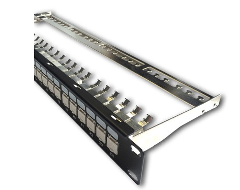 DATACOM Patch panel 19" STP 24 port CAT6A 1U BK / VL beznástrojový