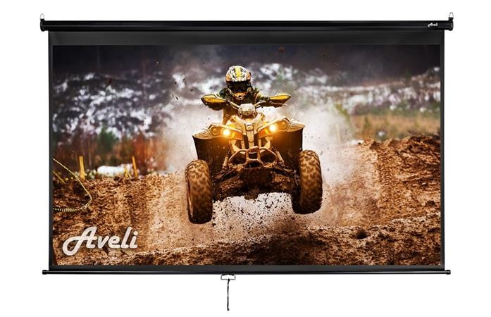 AVELI nástěnné projekční plátno, 204x115cm (16:9) 92", černý tubus