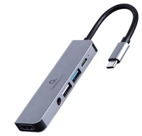 Gembird USB typu-C 5-in-1 multisortový adaptér (HUB + HDMI + PD + stereo audio)