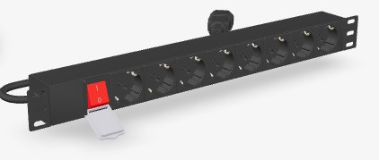 GEMBIRD rozvodná jednotka PDU s 8 zásuvkami Schuko, výška 1U, 10 A, zástrčka C14, kabel 3 m