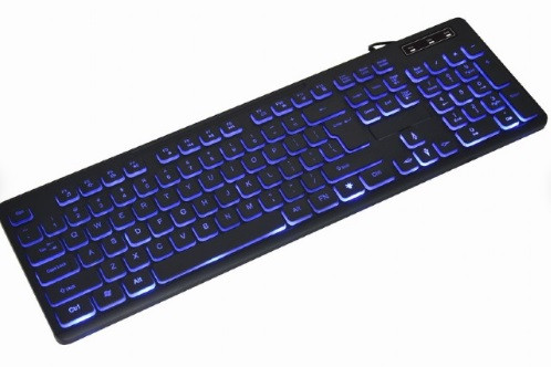 GEMBIRD Multimediální klávesnice s 3barevným podsvícením, černá, americké rozložení kláves