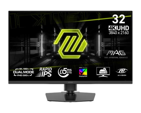 MSI Gaming monitor MAG 322URDF E16 31,5" Rapid IPS/3840 x 2160 UHD/160Hz/0,5ms/2xHDMI/DP/USB-A,B/Výšk.nast./Pivot/černá