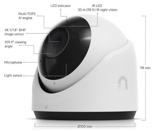 Ubiquiti G6 Turret - UniFi Protect kamera, 8MP, bílá