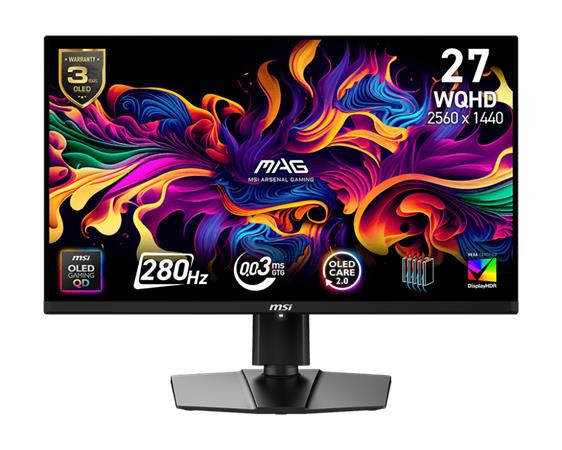 MSI MAG 271QP QD-OLED X28 gaming monitor 26,5" QD-OLED/2560x1440 (WQHD)/280Hz/0,03ms/2xHDMI/DP/USB-C/Výšk.nast./Pivot