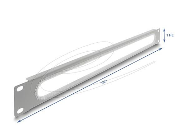 Delock 19” kabelová průchodka s ochranou hran, 1U, šedá