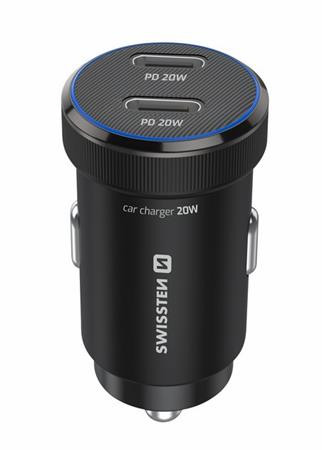 SWISSTEN CL ADAPTÉR 2x USB-C PD, 20W ČERNÝ 