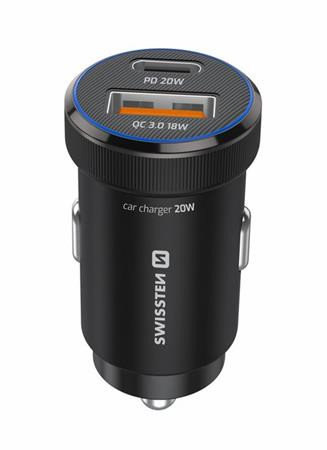 SWISSTEN CL ADAPTÉR USB-C PD + USB-A, 20W ČERNÝ + KABEL USB-C / USB-C, 1 M