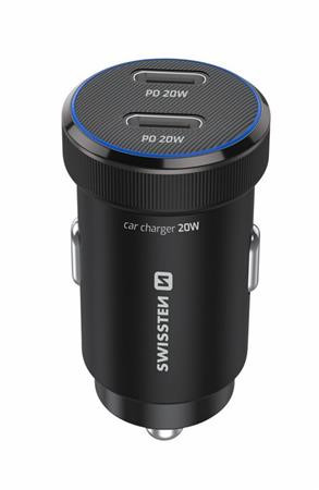 SWISSTEN CL ADAPTÉR 2x USB-C PD, 20W ČERNÝ + KABEL USB-C / USB-C, 1 M