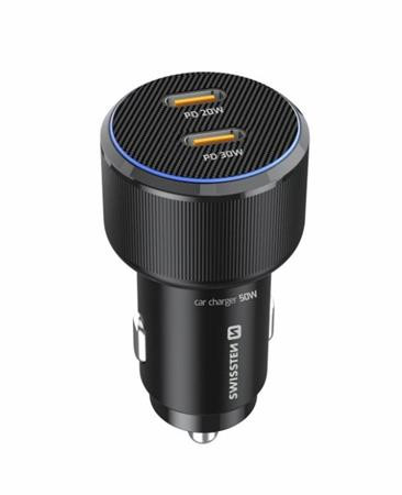 SWISSTEN CL ADAPTÉR 2x USB-C PD, 50W ČERNÝ 