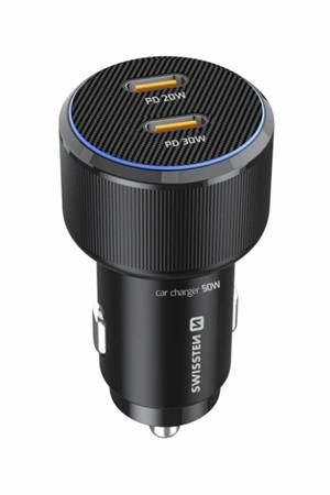 SWISSTEN CL ADAPTÉR 2x USB-C PD, 50W ČERNÝ + KABEL USB-C / USB-C, 1 M