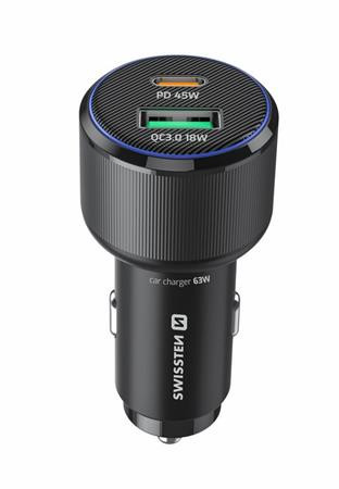 SWISSTEN CL ADAPTÉR USB-C PD + USB-A, 63W ČERNÝ 