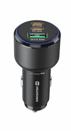 SWISSTEN CL ADAPTÉR 2x USB-C PD + USB-A, 95W ČERNÝ 