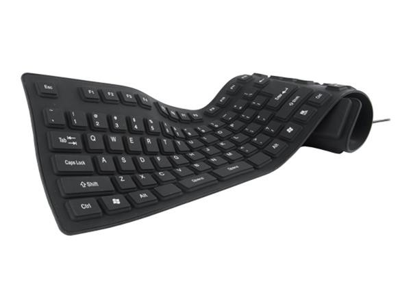 GEMBIRD KB-109F-B Flexibilní silikonová klávesnice voděodolná USB+OTG černá