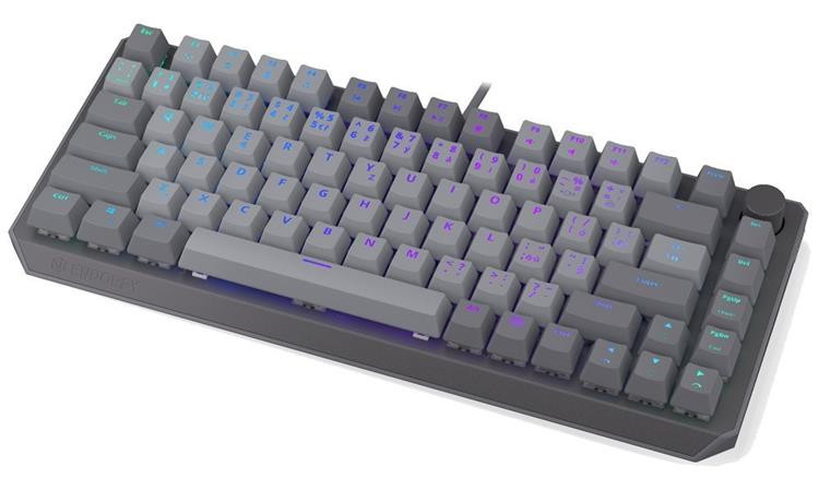 Endorfy Thock V2 75% Klávesnice, herní, drátová, mechanická, Endorfy Red,CZ/SK layout, 75% velikost, ARGB, hliník, USB,šedá