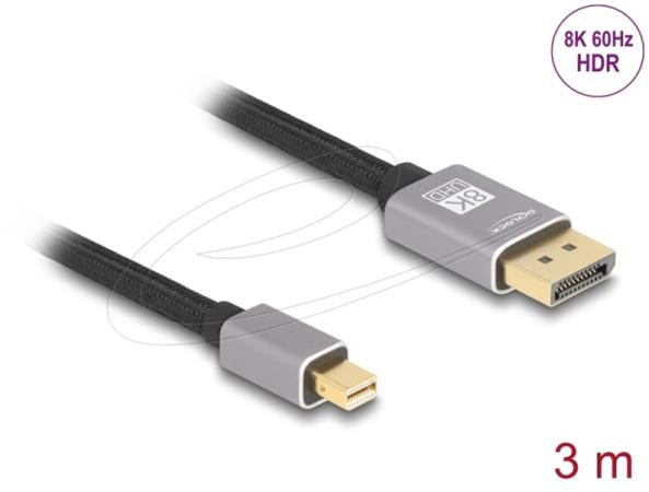 Delock Kabel mini DisplayPort na DisplayPort 8K 60 Hz 3 m šedá kovová bez západky