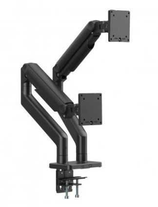 Digitus držák pro dva monitory, 2x 45", 2x 20 kg mechanická pružina, VESA: 75x75, 100x100, Černá