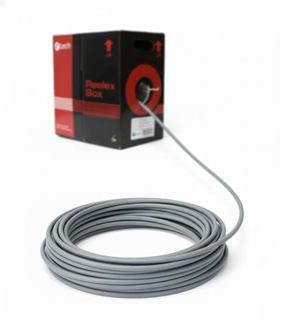 C-TECH Eth kabel UTP drát c5e 305m, čistá měď, šedá